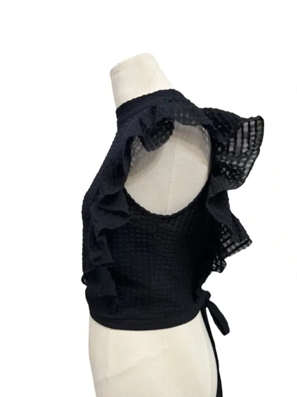 Maeve Crop Ruffle Mesh Top - Sz Small - Picture 4 of 9